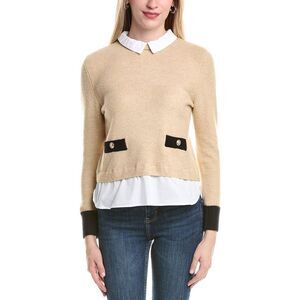 Cece Womens  Twofer Sweater, Brown